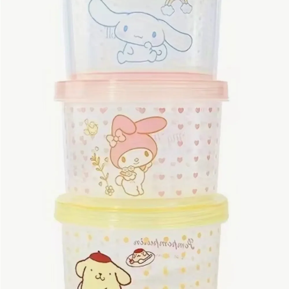 Sanrio Pastel Pink Yellow Blue Stackable Storage Containers